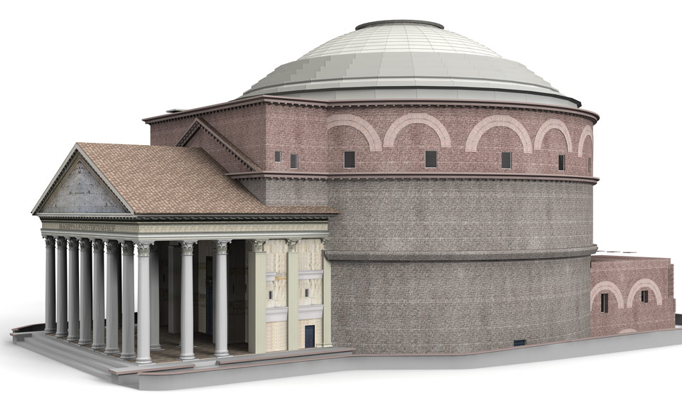 Construcción del Panteón de Roma modelo 3d