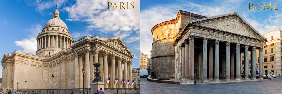 Panteón en París vs Roma
