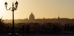 Puesta de sol en Roma desde la terraza del Pincio