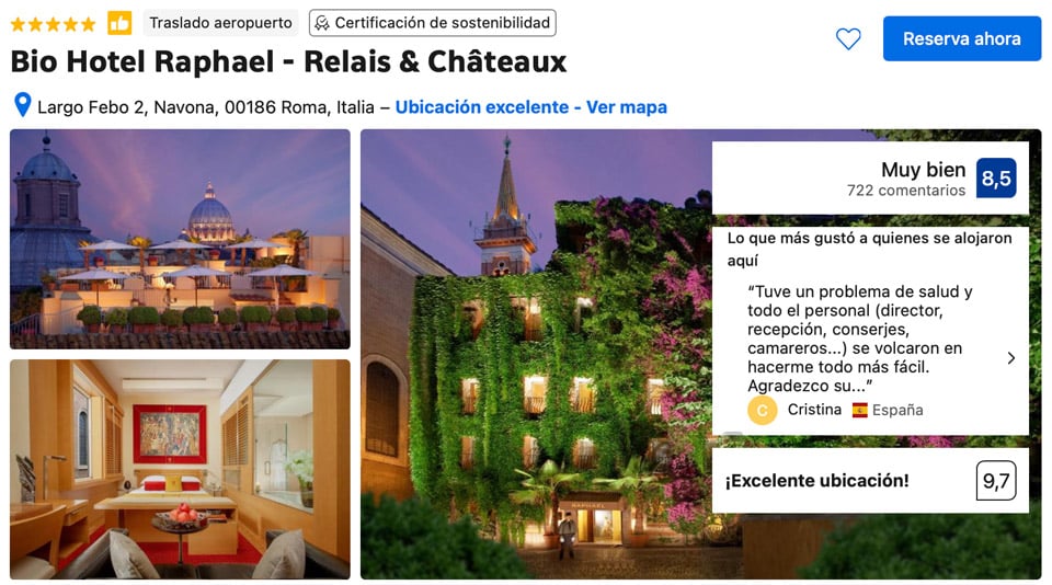 Raphael Relais Châteaux Hotel de 5 Estrellas en Roma