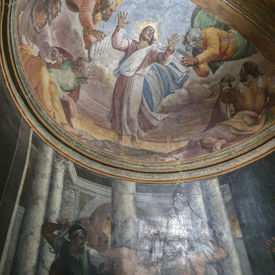Flagelación de Cristo bajo la Transfiguración de Sebastiano del Piombo en San Pietro in Montorio